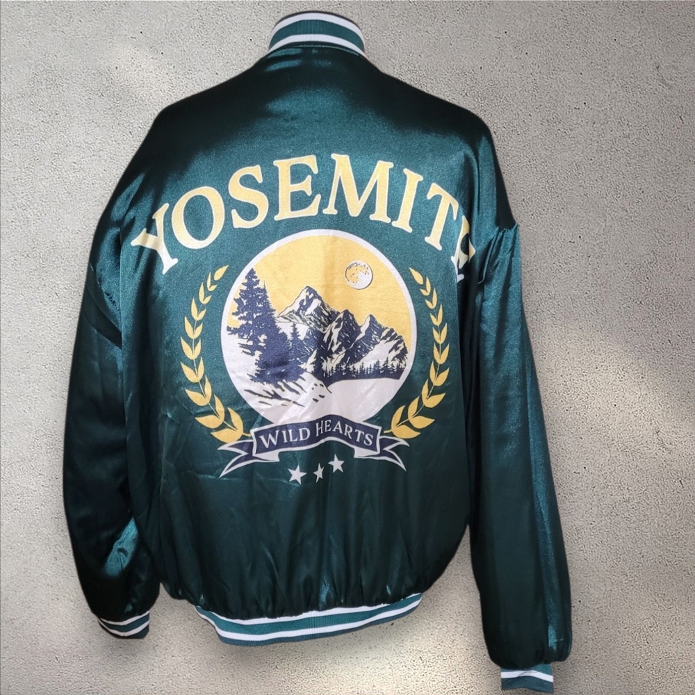 Green Bomber Jacket with Yosemite Design | Street Wear Society